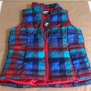 NWT Women’s Lands’ End Plaid Down Fill Vest | Large